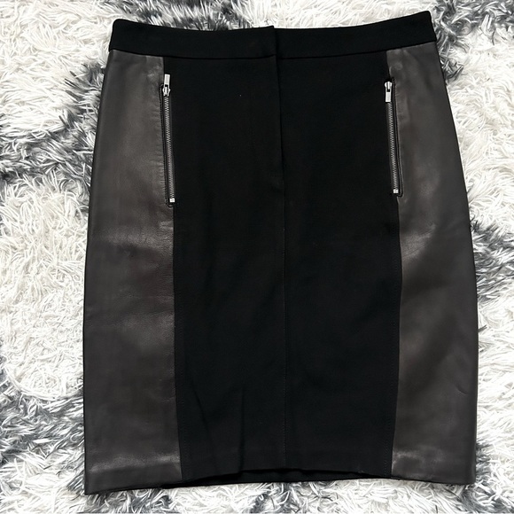 Diane von Furstenburg Lisa Leather Trim Skirt - Picture 2 of 8